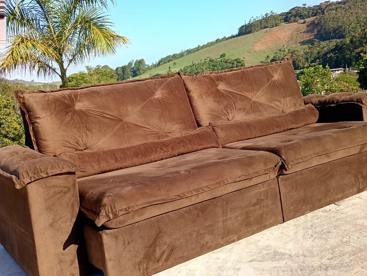Lindo sofa retratil 2,90m marrom !! - Foto 2
