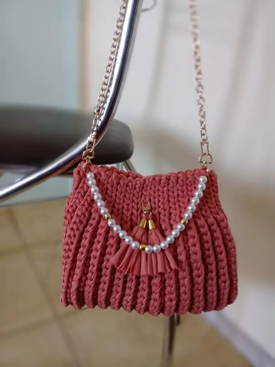 Bolsa de crochê luxo