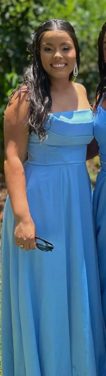 Vestido Elegante longo azul serenity com bojo  - Foto 5