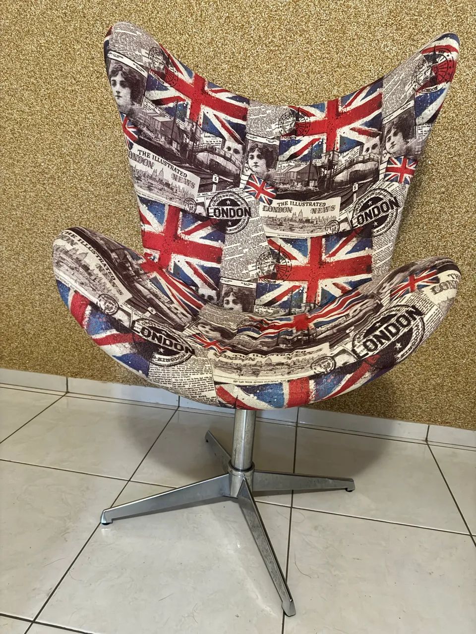 Poltrona Giratória Elegance Jacquard Retrô - Foto 2