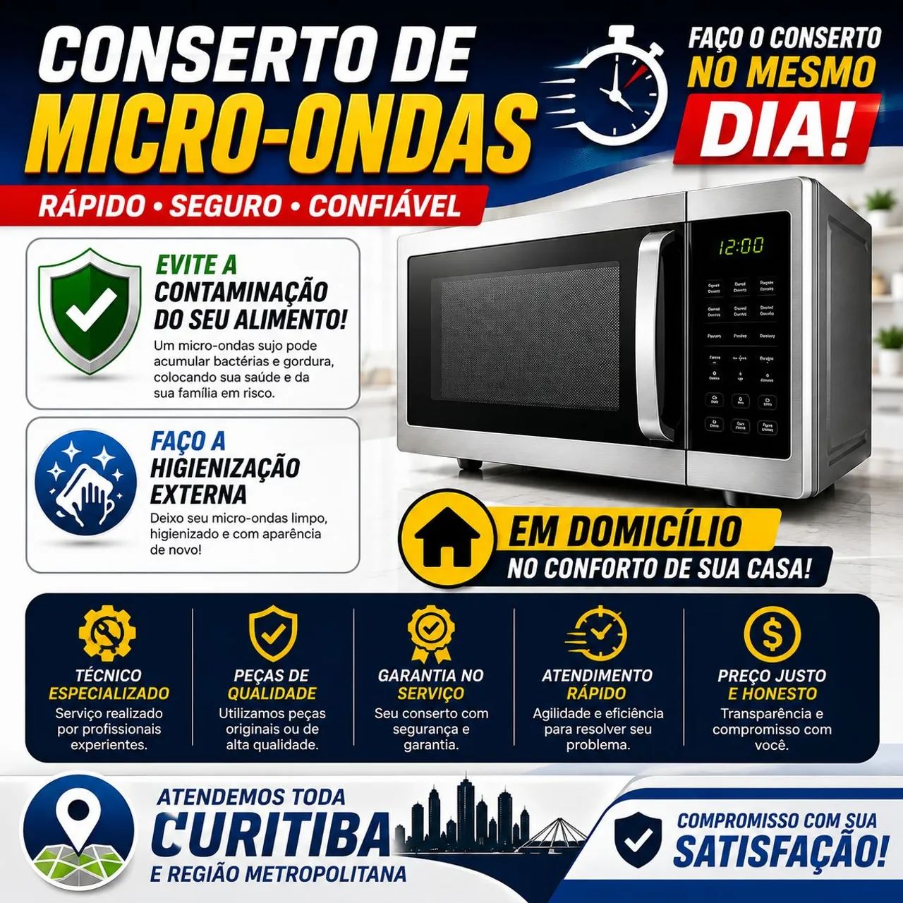 Conserto e manutenção de micro-ondas em domicílio