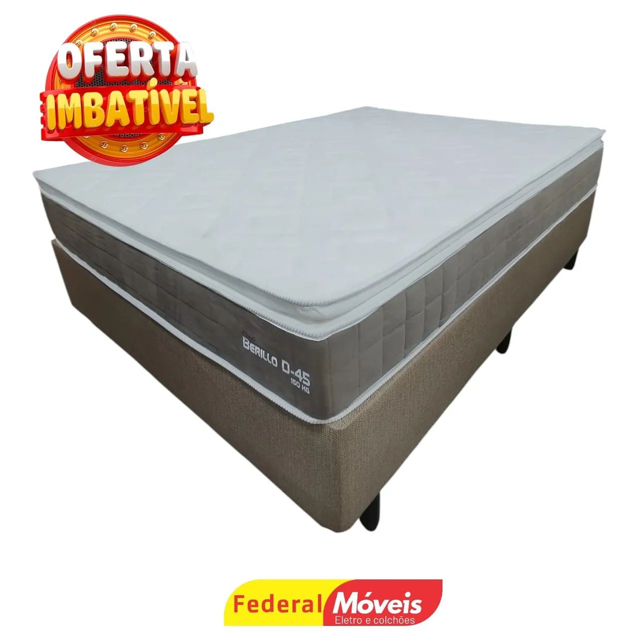 Cama Box Casal Colchão D-45 1,38cm e Base Topázio - Mega Oferta!