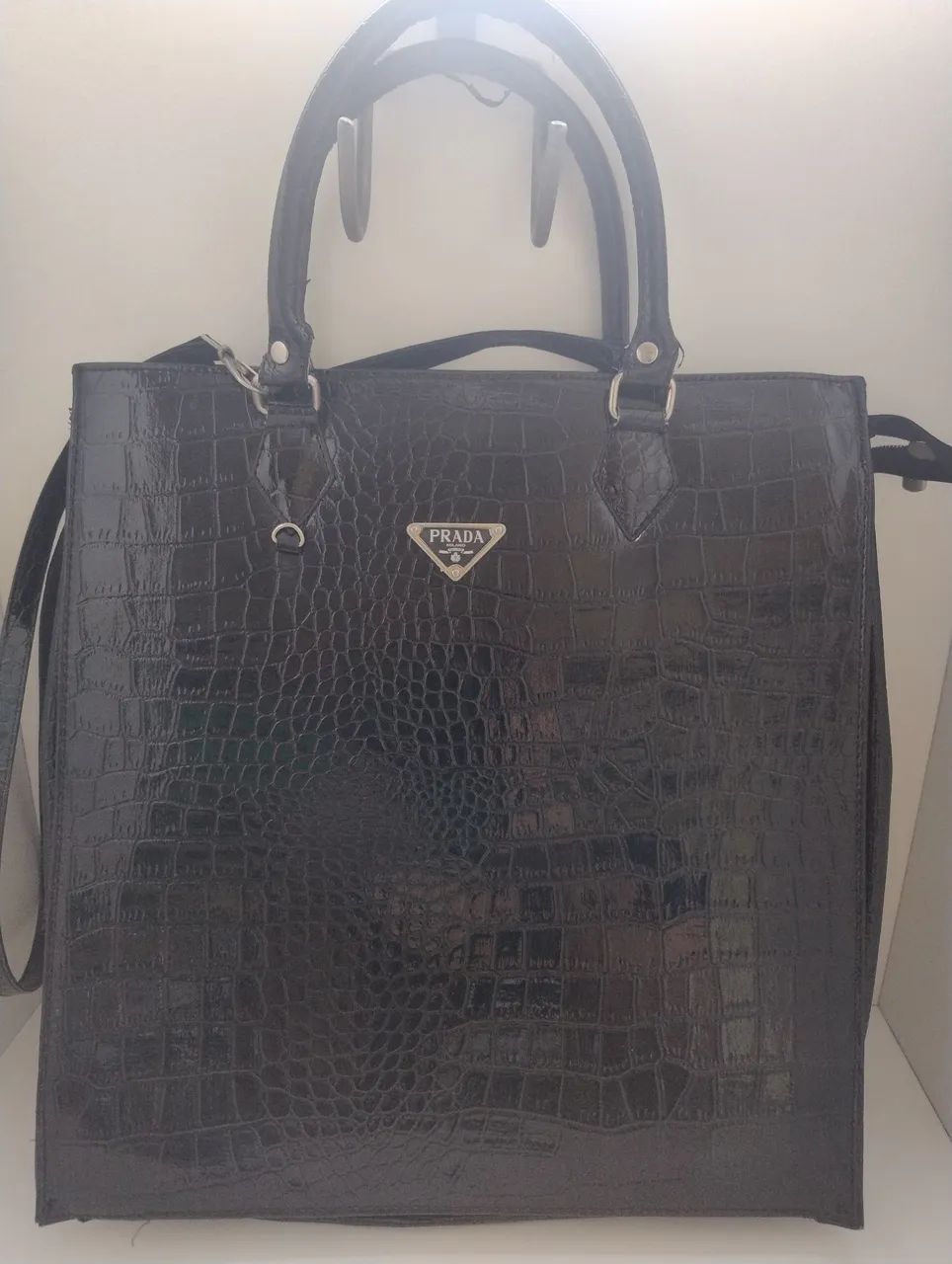 Bolsa inspiração croco preta (so envio)