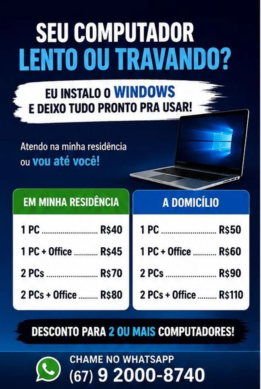 Formatação de Computadores e Notebooks 