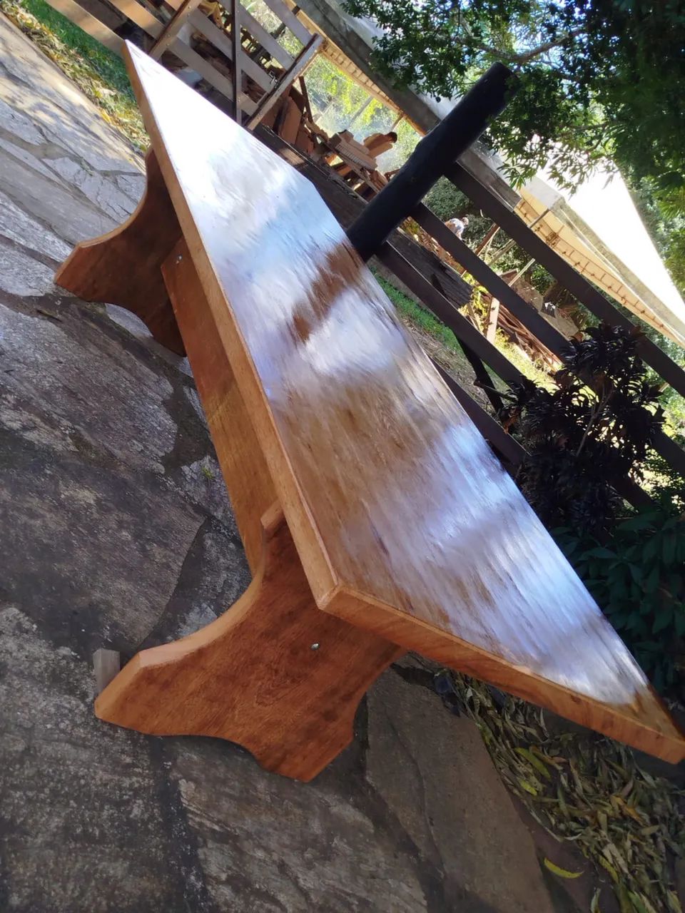 Mesa de Angelin pedra madeira maciça - Foto 4