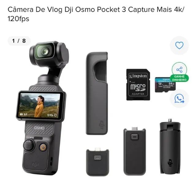 Câmera Dji Osmo Pocket 3 Creator Combo Preto Black - Câmeras e