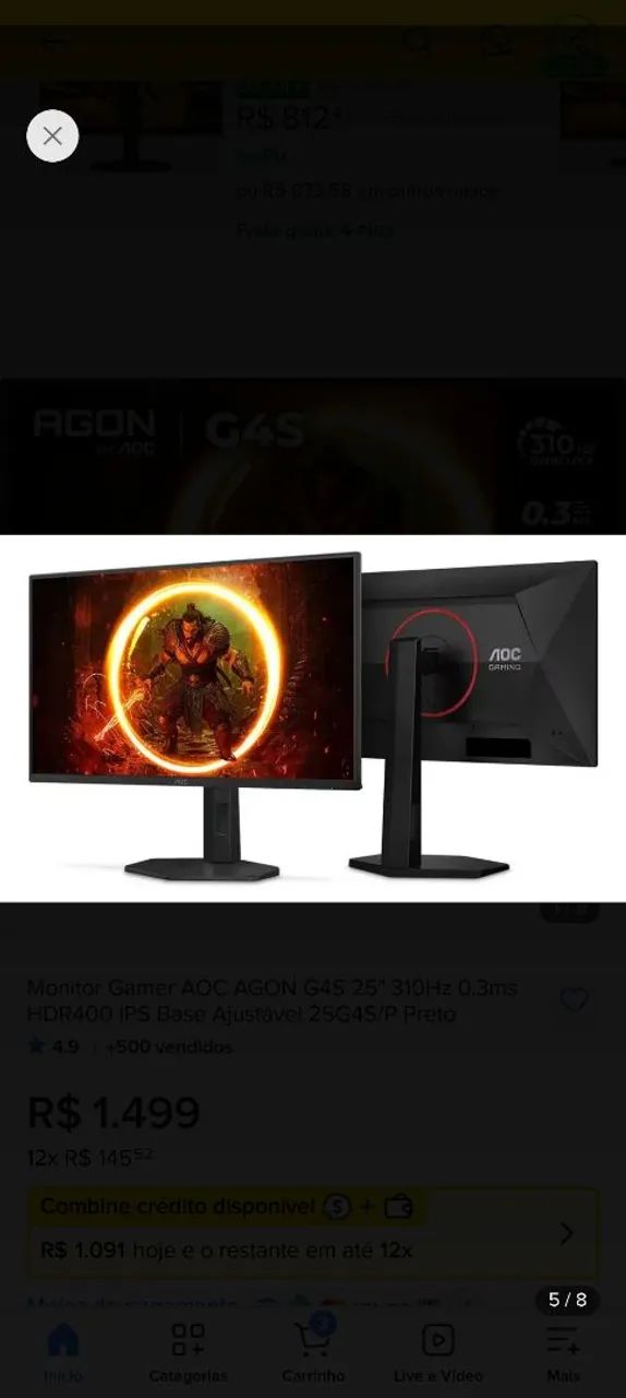Monitor Gamer AOC 310hz - Foto 2