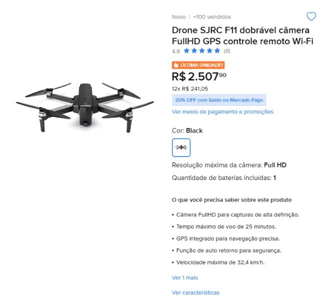 DRONE SJRC F11S PRO 4K COM GPS - Foto 4