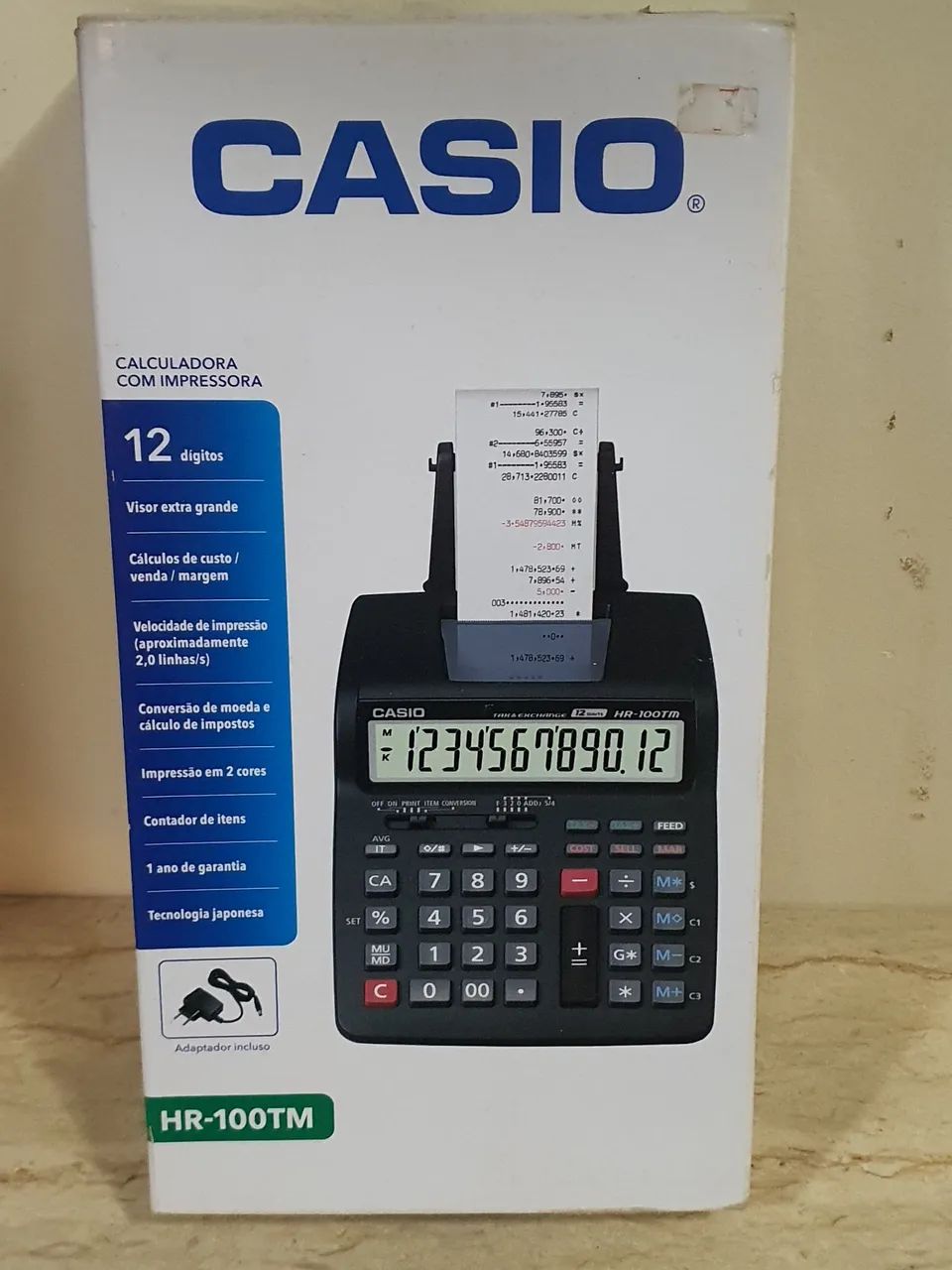 CALCULADORA COM IMPRESSORA CASIO HR-100TM - NOVA