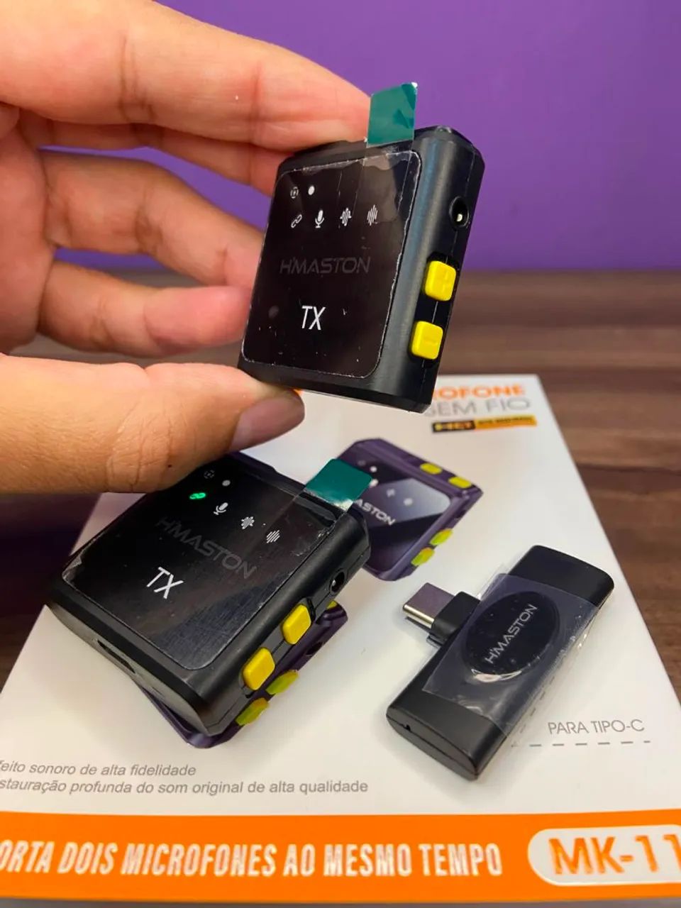 MICROFONE DE LAPELA SEM FIO H'MASTO DUPLO MK-11 TIPO C - Foto 3
