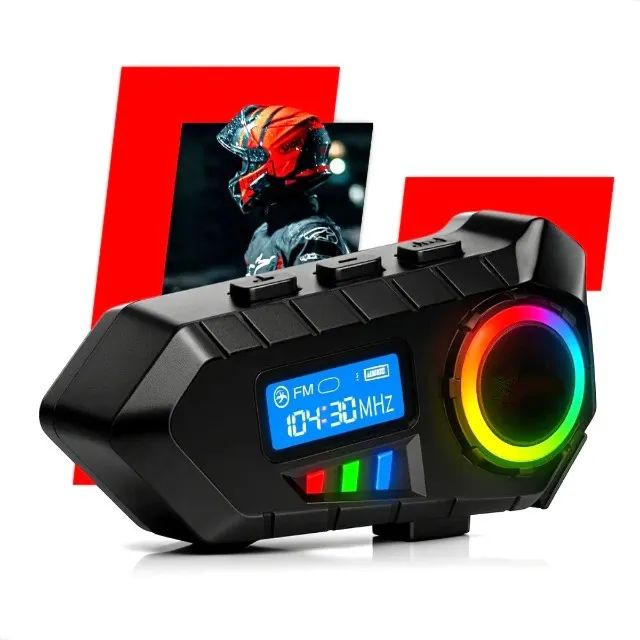 Fone de Ouvido Bluetooth (para Capacete) com Visor, FM, Microfone, RGB e Headset Wireless