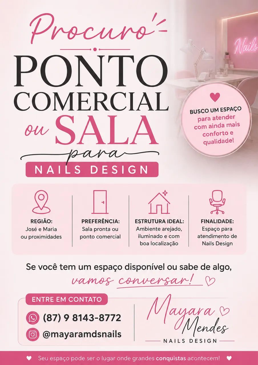 Procuro ponto comercial ou sala 
