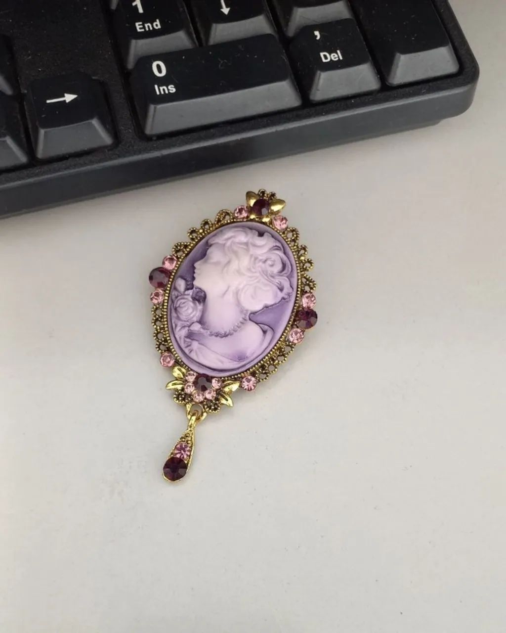 Broche de Camafeu Roxo Oval (novo) - Foto 4