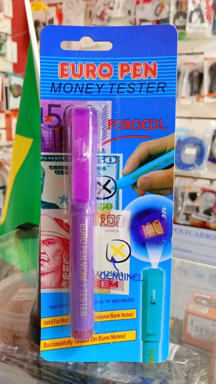 Caneta De Teste Para Detectar Dinheiro Nota Falsa Universal - Novo