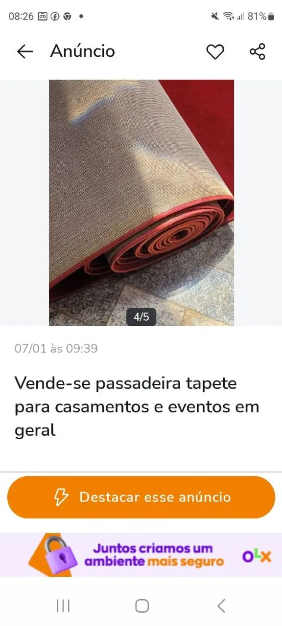 VENDO PASSADEIRA TAPETE PARA  CASAMENTOS E EVENTOS, MAIS CARRINHO PARA TRANSPORTAR  - Foto 4