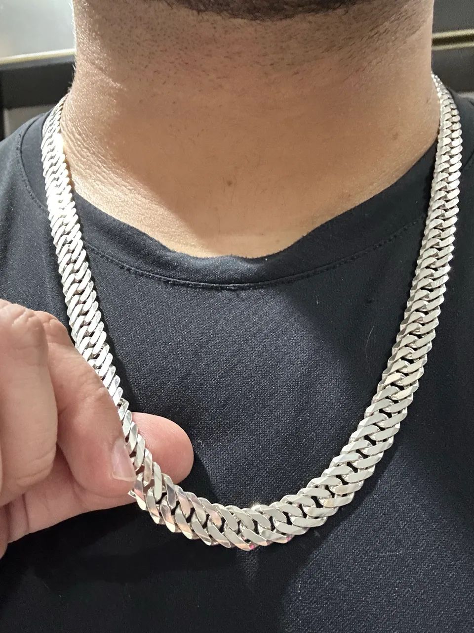 Corrente de Prata 70cm 10mm Elo Duplo