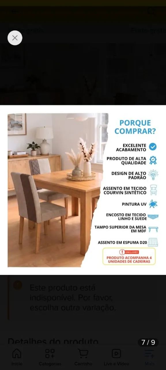 Conjunto de jantar com 4 cadeiras - Foto 4