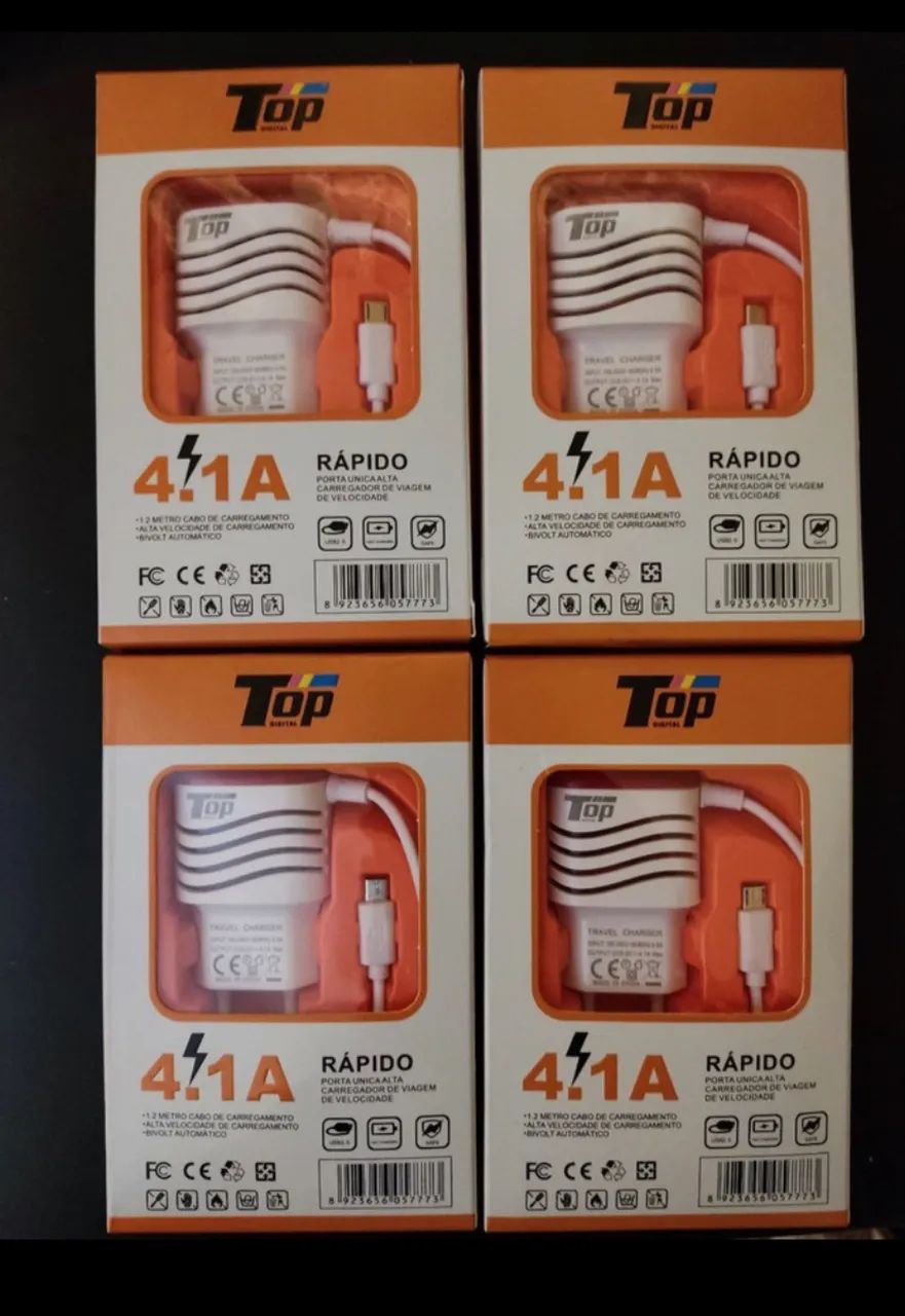 Carregador Turbo p/Smartphone, Cabo V8 (micro usb)