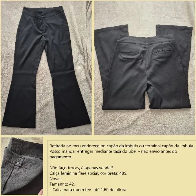 Calça social flare preta 42 nova