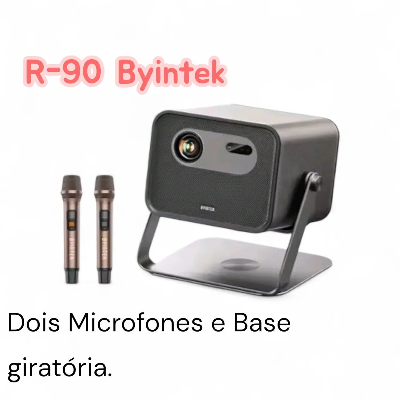 Projetor R90 Byintek , com dois.microfones- e Base Giratoria - Lacrado - Novo.