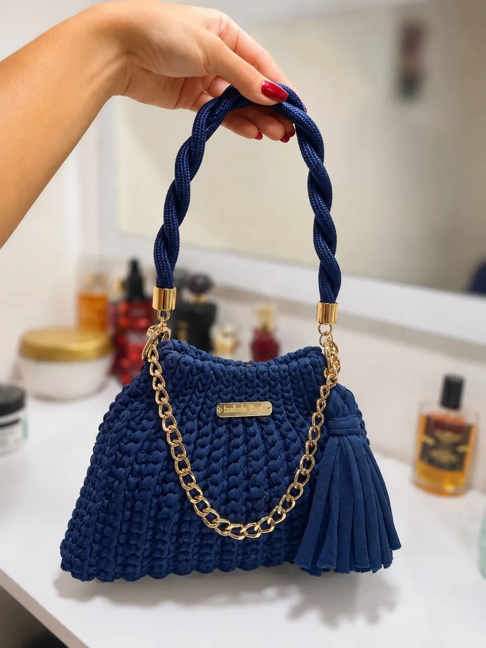 Bolsa de crochê luxuosa