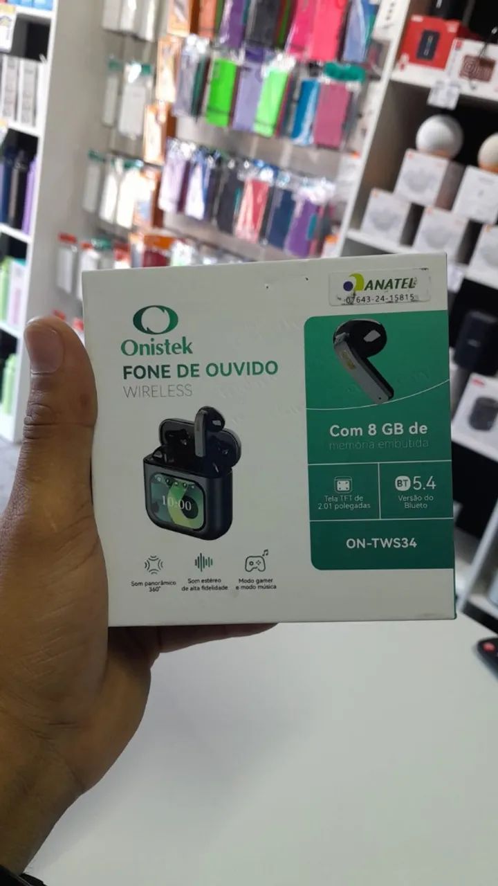 Fone Bluetooth Onistek ON-TWS34 com Tela e 8 GB