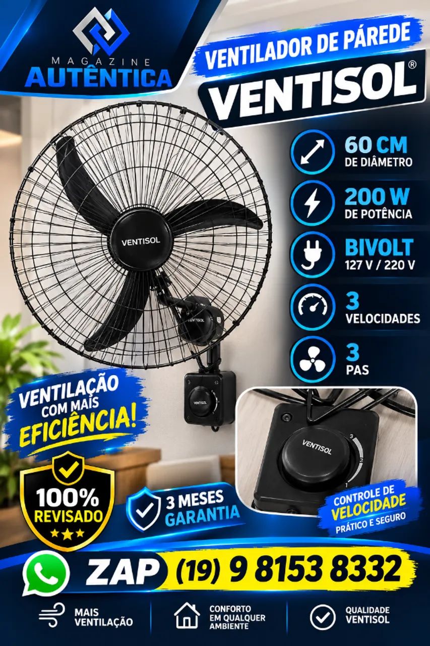 VENTILADOR DE PAREDE VENTISOL ( 58V-26)