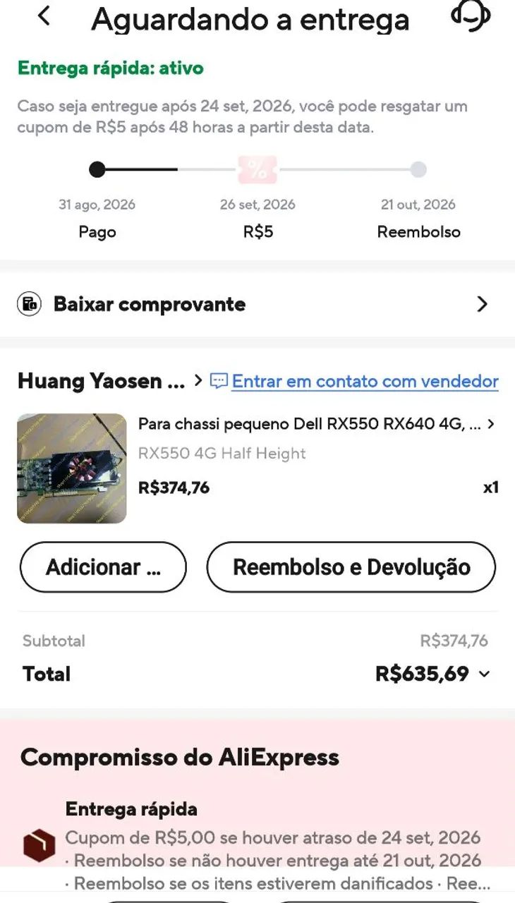 PLACA DE VÍDEO (NOVA) RADEON RX 550 SFF DUAL  DISPLAY PORT  4GB - Foto 3