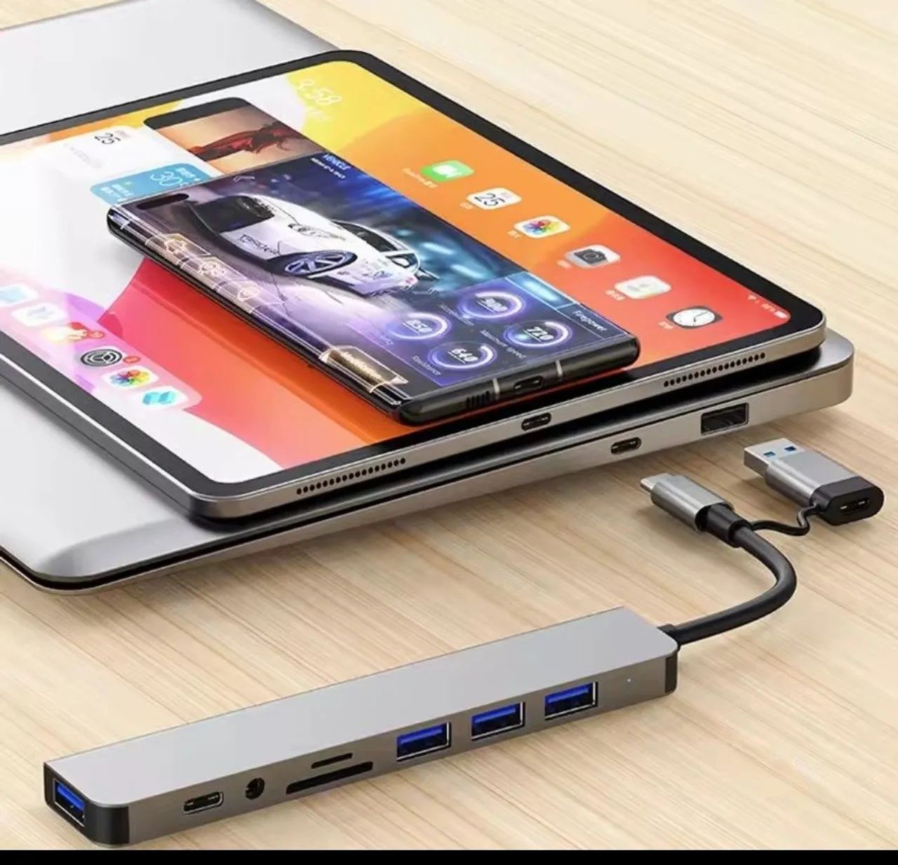 Adaptador Hub Usb-c 3.0 8 Em 1 P2 Microsd Macbook Windows - Foto 2
