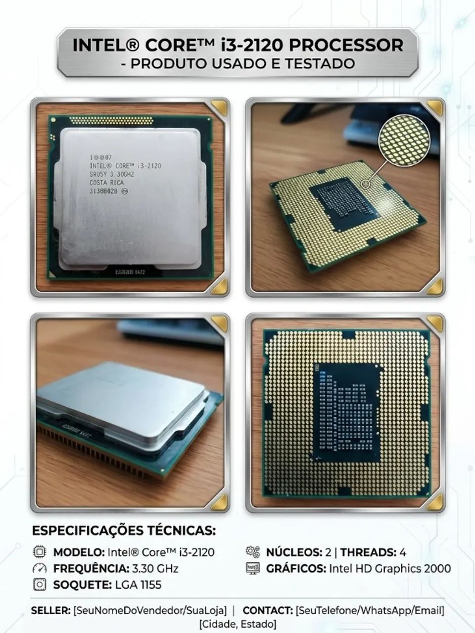 Processador Intel Core i3-2120 3.30GHz LGA 1155 - Testado e 100% Funcional!