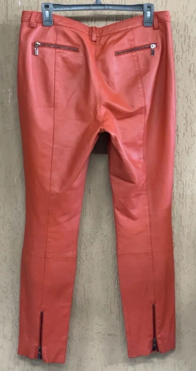 Calça de couro legítimo terracota  - Foto 4