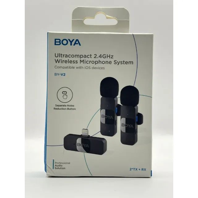 Microfone BOYA  Sem Fio Com Receptor Lightning Onistek Com Conexão Lightning 