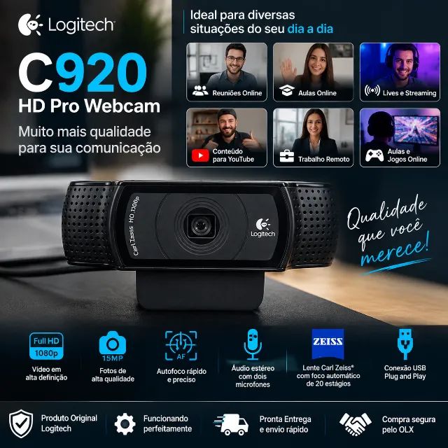 Webcam Logitech C920 HD Pro Original - Foto 3