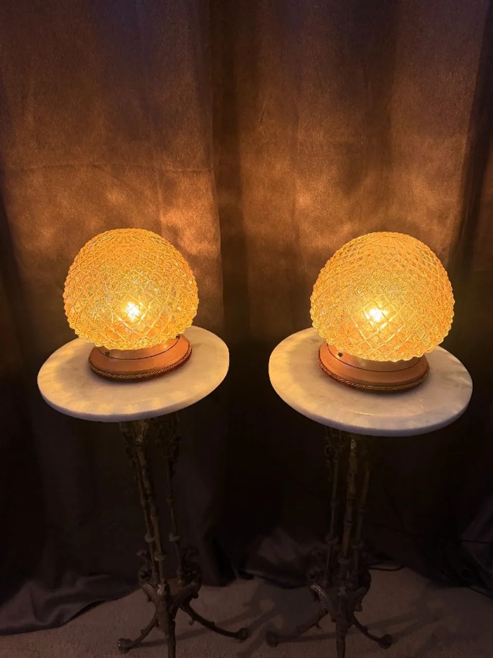 Par de Luminárias Vintage Cúpula Bico de Jaca Âmbar - Estilo Clássico - Foto 5