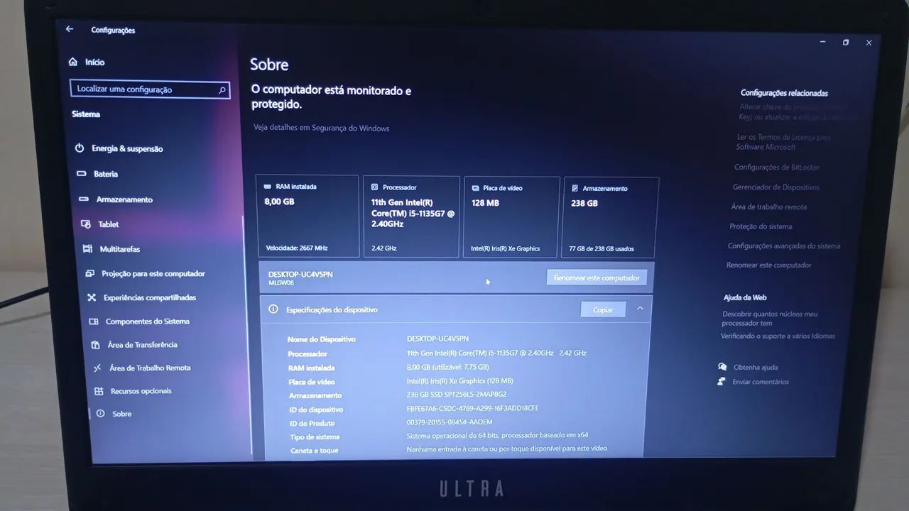 Notebook ULTRA i5 11°, 8gb ram, 256gb SSD - Foto 4