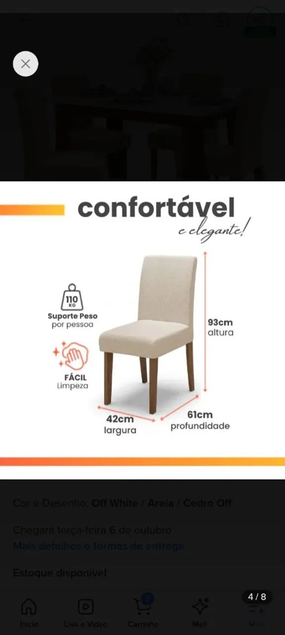 Mesa de cozinha 4 cadeiras  - Foto 4