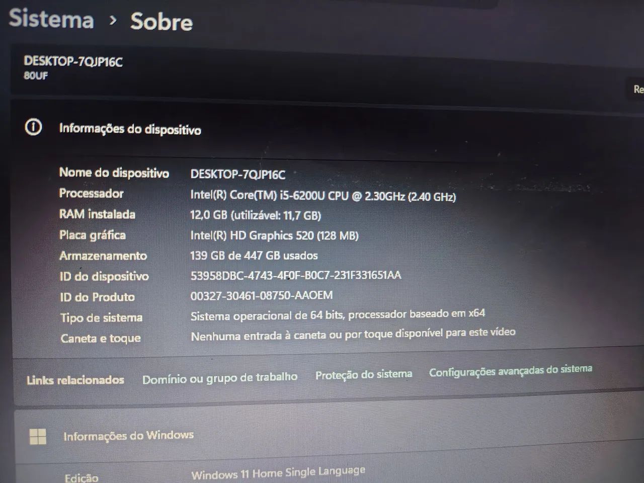 Notebook LENOVO semi novo