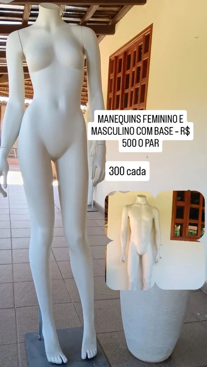 MANEQUINS FEMININO E MASCULINO COM BASE - R$ 500 O PAR