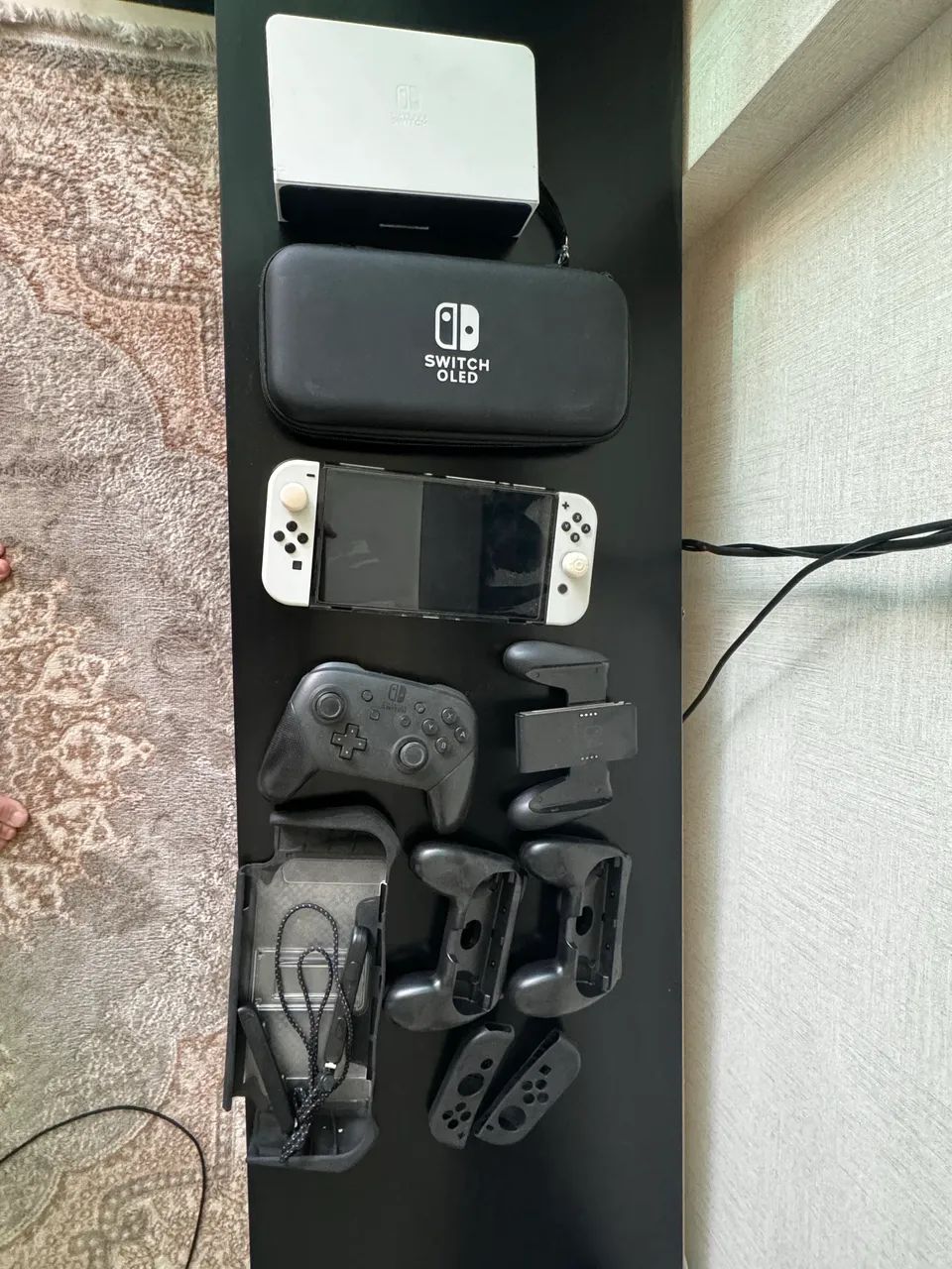 Switch oled desbloqueado + pro controller + acessórios