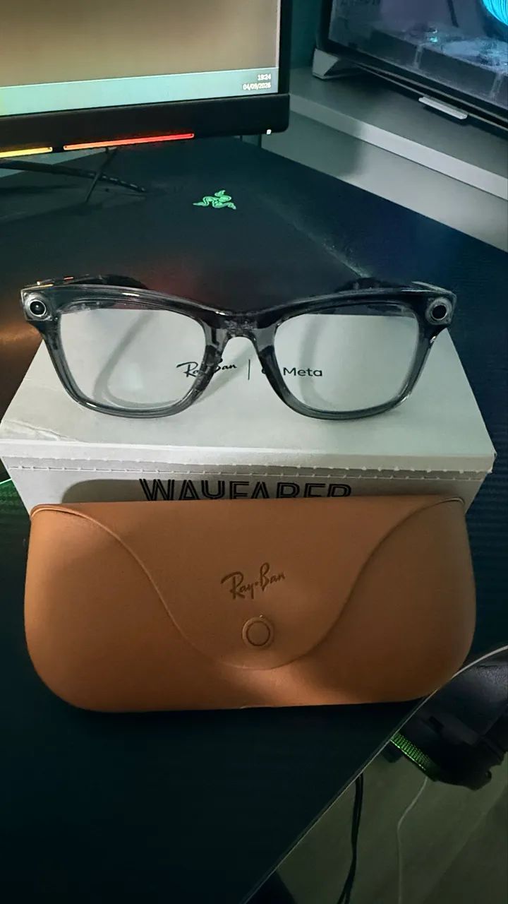Rayban meta Gen2 transparente com lentes Transition na cor preta