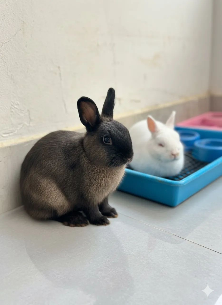 Casal de mini coelhos