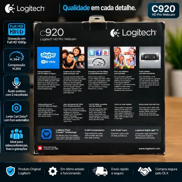 Webcam Logitech C920 HD Pro Original - Foto 5