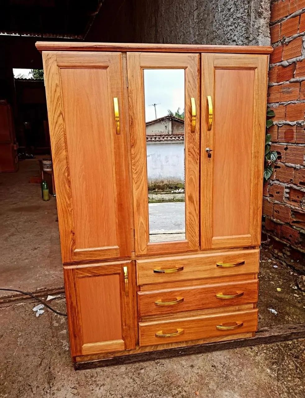 GUARDA ROUPA DE SOLTEIRO NOVO - 3 PORTAS COM ESPELHO 