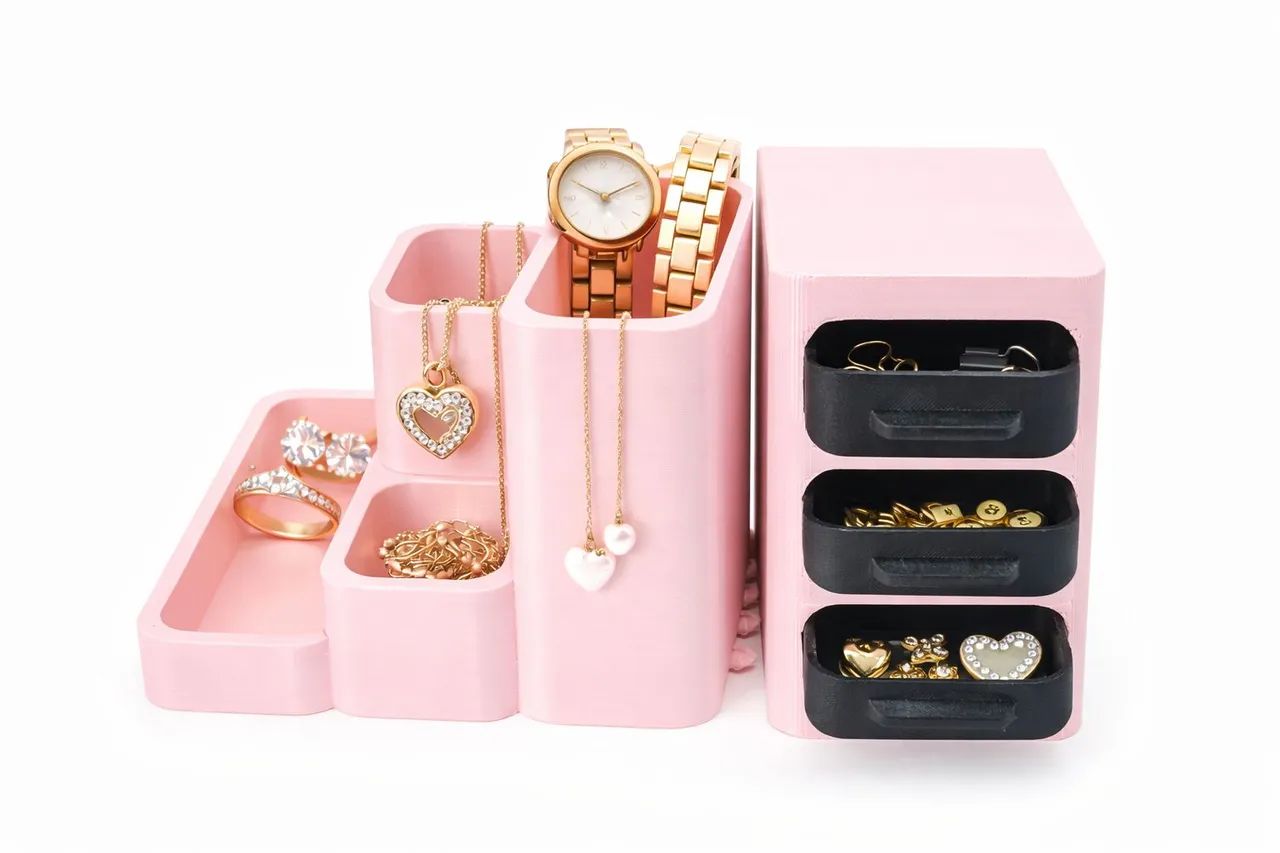 Organizador de Mesa Modular Rosa Porta Canetas Maquiagem Joias<br> - Foto 4