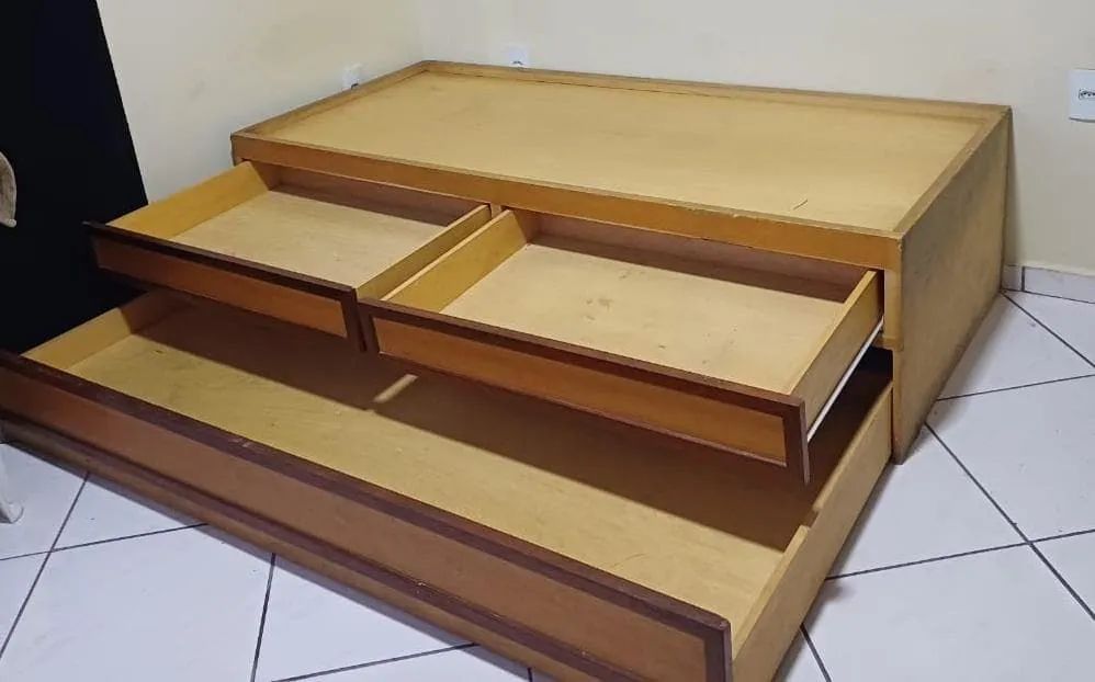 BICAMA SOLTEIRO MADEIRA MACIÇA VIROLA COM GAVETÕES E CAMA AUXILIAR  - Foto 2