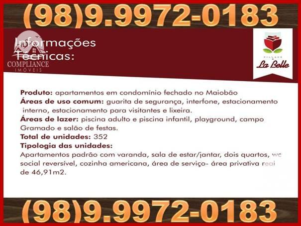Apartamentos 2 Quartos à Venda. Condom. Village La Belle. Maiobão - Foto 4