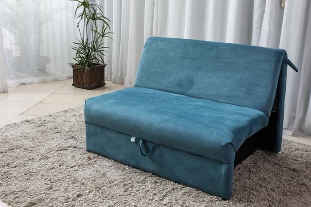 Sofá Cama Malu Jade Azul Frete Grátis - Até 12x