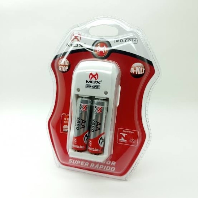 CARREGADOR DE BATERIA COM 2 PILHAS AA 2600MHA MOX MO-CP31? - Foto 3