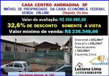 Casa para Venda - Andradina / SP no bairro Centro, 3 dormitórios