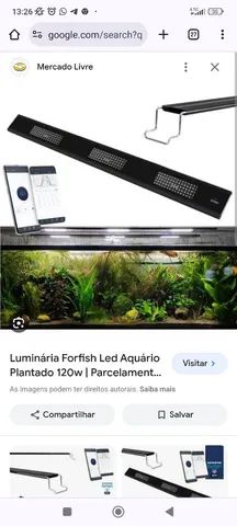 Luminária forfish aquário plantado 